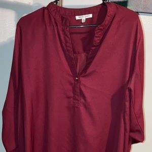 Burgundy Quarter Length Sleeve Blouse